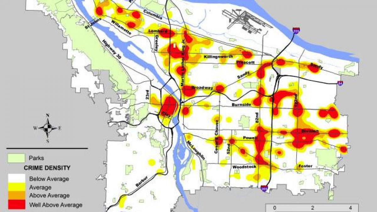 Portland crime mapa