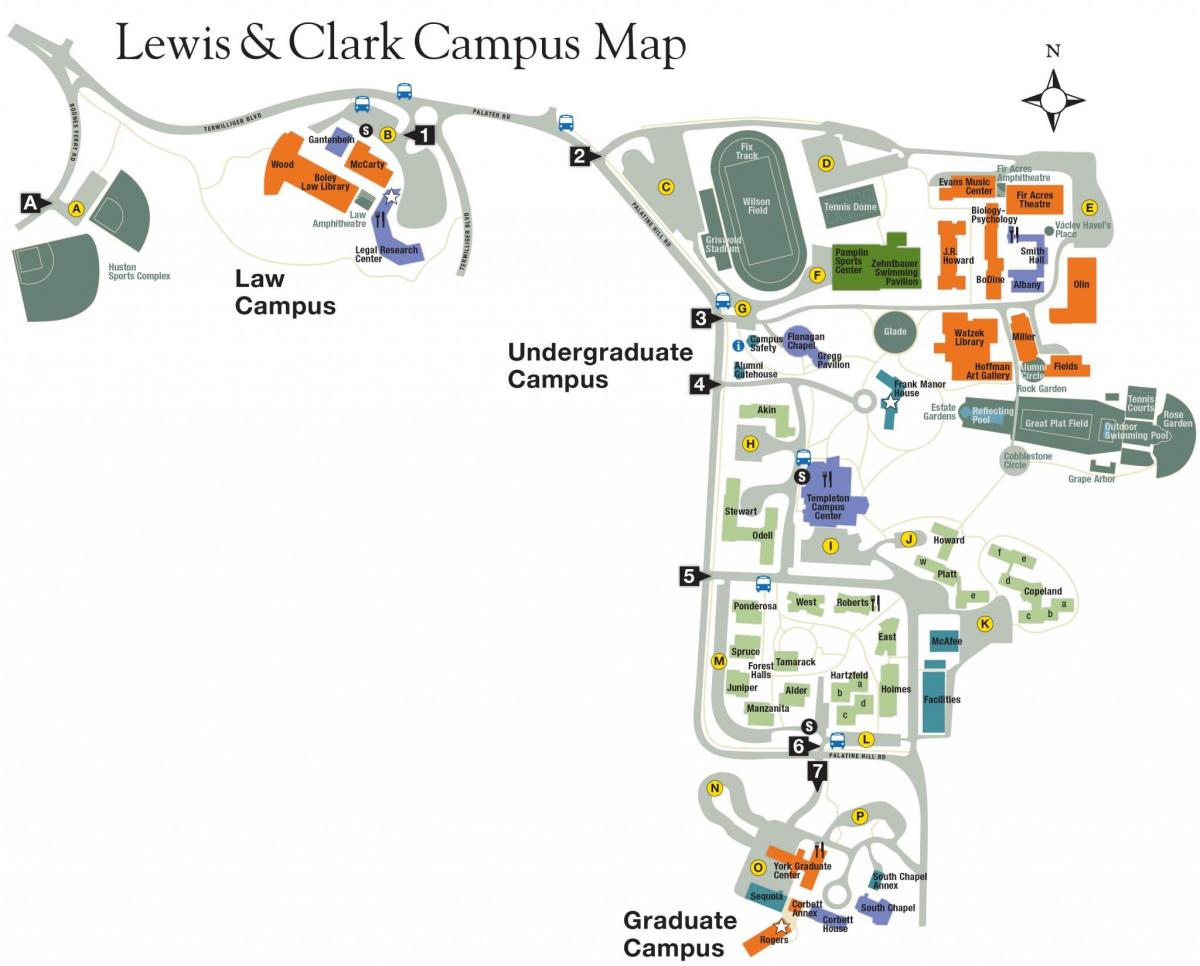 mapa de lewis e clark College,