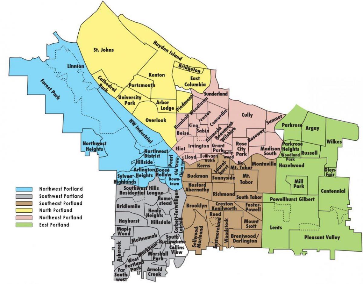Portland, Oregon bairro mapa
