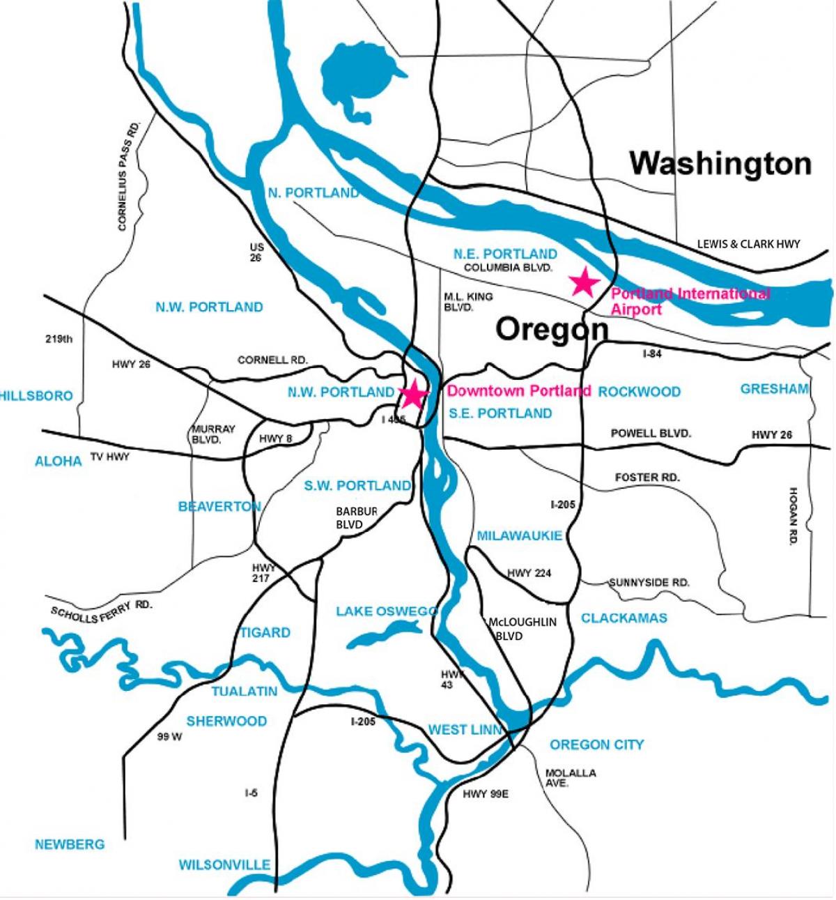 Portland mapa da área