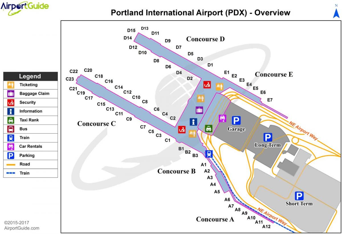 mapa do aeroporto de Portland