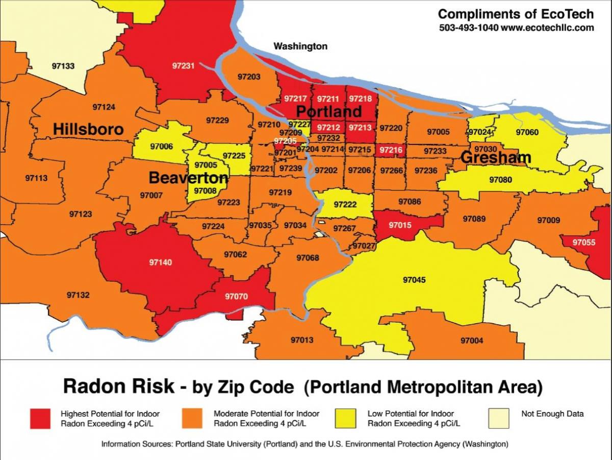 Portland código de área do mapa