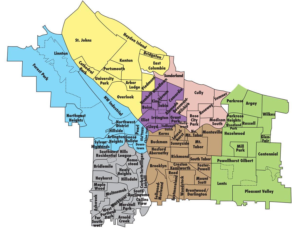 mapa de Portland bairros