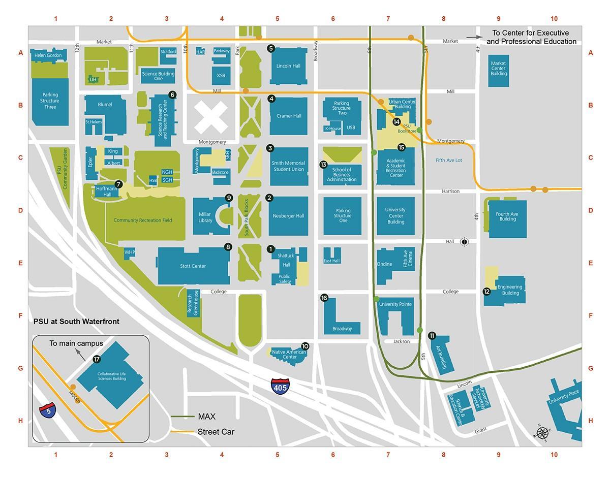 PDX mapa do Campus.