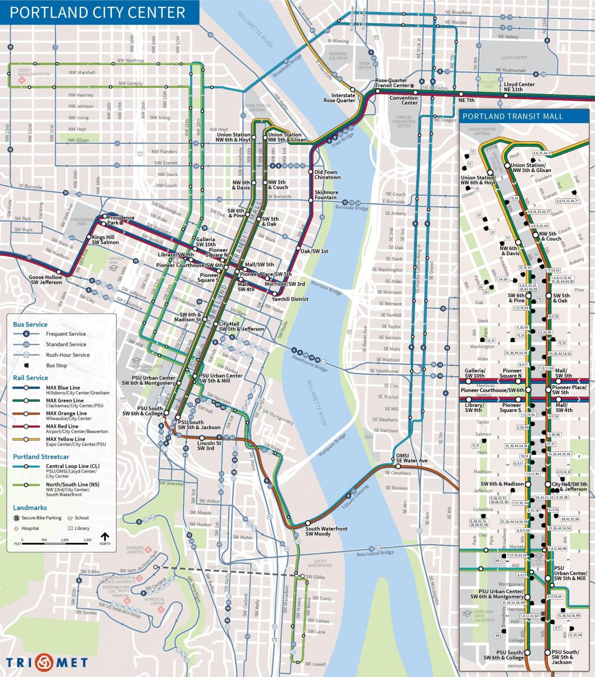 Portland, Oregon transporte público mapa