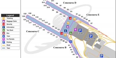 Mapa do aeroporto de Portland